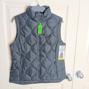 Free Country Women Charcoal Black Quilted Puffer Vest Size Medium NWT
